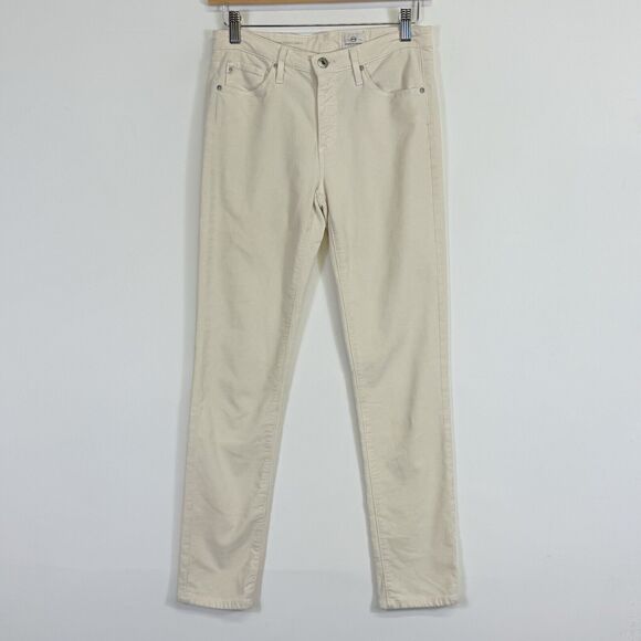 AG Adriano Goldschmied The‎ Stevie Beige Soft Velveteen Ankle Pants Women's 26 - Picture 1 of 7